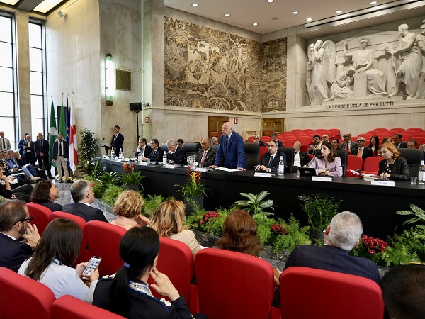 Nordio alla conferenza che ha preceduto l'inaugurazione della terza divisione centrale del Tribunale Unificato dei Brevetti