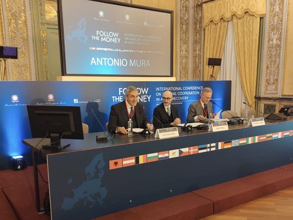 Il capo ufficio legislativo Antonio Mura alla conferenza internazionale sulla cooperazione giudiziaria, organizzata da EJOCN e Ministero in collaborazione con Eurojust. Palermo, 12 marzo 2026