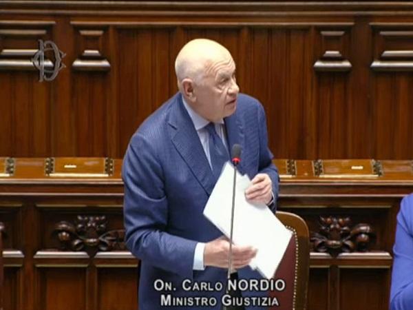Il Ministro della Giustizia Nordio alla Camera per il Question time (foto del Ministero della Giustizia)